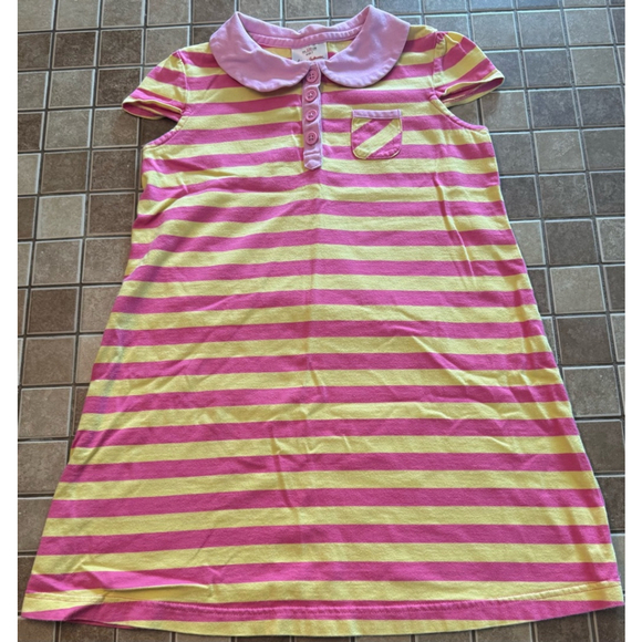 Girls Hanna Andersson Striped Dress Size 6X-7 Yellow Pink - Picture 1 of 4